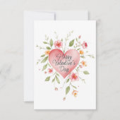 Carte Aquarelle Coeur aux fleurs Saint-Valentin (Devant)