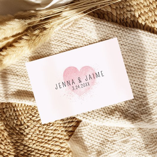 Carte Aquarelle Coeur rose Anniversaire ou Mariage