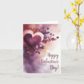 Carte Aquarelle Coeurs et fleurs Salutation de Valentine (Fleur jaune)