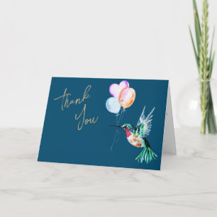 Carte Aquarelle Colibri et Merci de ballons