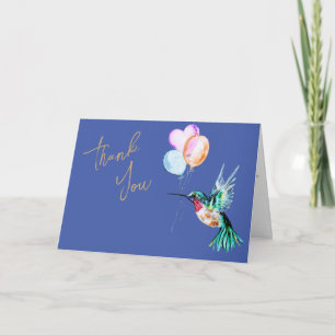 Carte Aquarelle Colibri et Merci de ballons