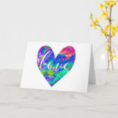 Carte Aquarelle colorée Amour Coeur Saint-Valentin (Fleur jaune)