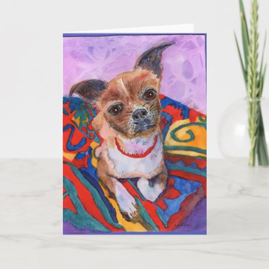 Carte Aquarelle colorée de chihuahua sucré (Devant)