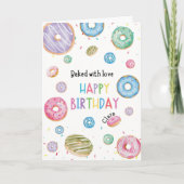 Carte Aquarelle colorée de Donut Joyeux anniversaire (Devant)