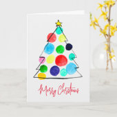 Carte Aquarelle colorée du sapin de Noël (Fleur jaune)