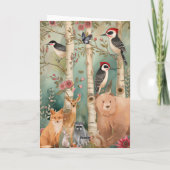 Carte Aquarelle colorée mignonne Bois Animaux Blank (Dos)