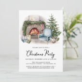 Carte Aquarelle confortable Accueil Fête de Noël Invitat (Debout devant)