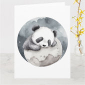 Carte Aquarelle couchée mignonne Panda bébé (Fleur jaune)