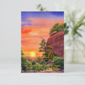 Carte Aquarelle Coucher de soleil et roches rouges perso (Debout devant)