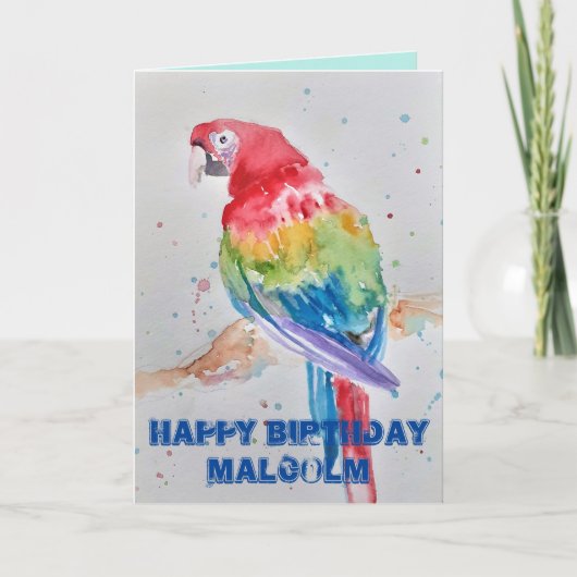 Carte Aquarelle couleur de perroquet macaw Hommes Annive (Devant)