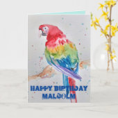 Carte Aquarelle couleur de perroquet macaw Hommes Annive (Fleur jaune)