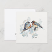 Carte Aquarelle Couple Bluebird Avec Floral (Devant / Derrière)