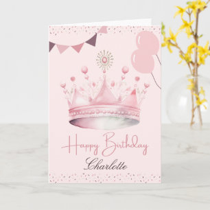 Carte Aquarelle Couronne rose Anniversaire