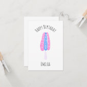 Carte Aquarelle crème glacée Pop 4 juillet Anniversaire (Devant/Arrière en situation)