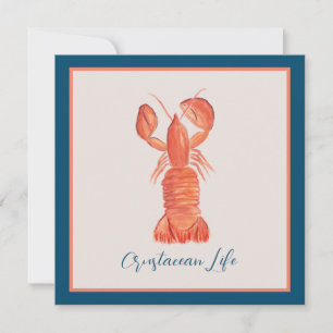 Carte aquarelle crustacé homard écrevisse