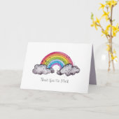 Carte Aquarelle Cute Arc-En-Ciel Et Nuages (Fleur jaune)