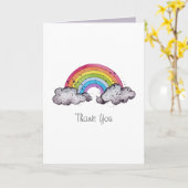 Carte Aquarelle Cute Arc-En-Ciel Et Nuages (Fleur jaune)