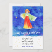 Carte Aquarelle Cute Blue Guardian Angel Faith Art (Devant)