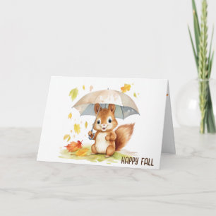 Carte Aquarelle Cute Écureuil d'automne