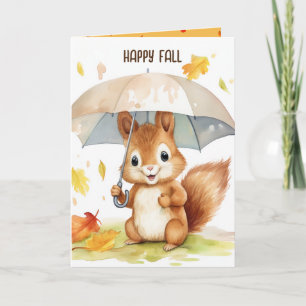 Carte Aquarelle Cute Écureuil d'automne