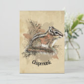 Carte Aquarelle Cute Little Chipmunk Animal Wildlife (Debout devant)