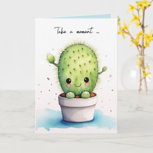 Carte Aquarelle Cute Poted Succulent (Fleur jaune)