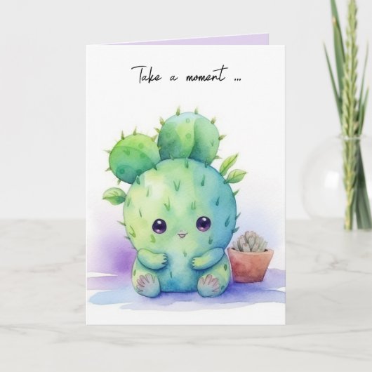 Carte Aquarelle Cute Succulent (Devant)