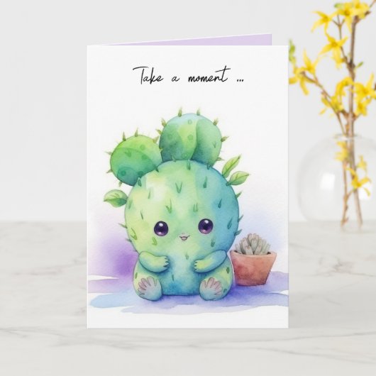 Carte Aquarelle Cute Succulent (Fleur jaune)