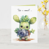 Carte Aquarelle Cute Succulent avec caméra (Fleur jaune)