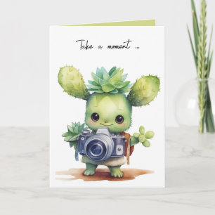 Carte Aquarelle Cute Succulent avec caméra