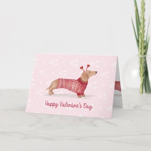 Carte Aquarelle Dachshund Chien Saint Valentin Sweater (Devant)
