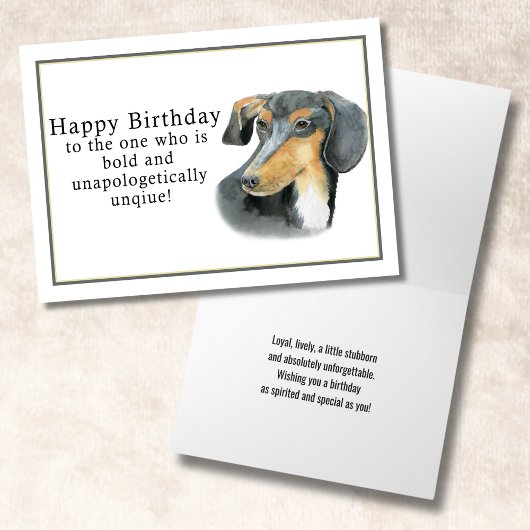 Carte Aquarelle Dachshund Joyeux anniversaire