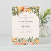 Carte Aquarelle d'agrumes d'orange mariage moderne botan (Debout devant)