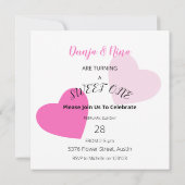 Carte Aquarelle Daisies Coeurs roses Photo Twins (Dos)