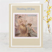 Carte Aquarelle Dames Vintage - À votre pensée (Fleur jaune)