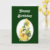 Carte Aquarelle d'anniversaire Bickadet tournesol (Fleur jaune)