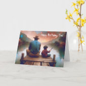 Carte Aquarelle d'anniversaire papa et garçon Pêche (Fleur jaune)