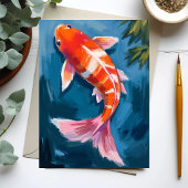 Carte aquarelle de beau poisson Koï