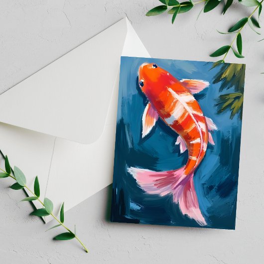 Carte aquarelle de beau poisson Koï