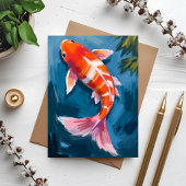 Carte aquarelle de beau poisson Koï