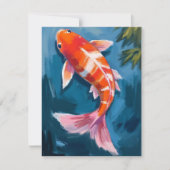 Carte aquarelle de beau poisson Koï (Devant)