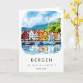 Carte Aquarelle de Bergen 1 (Fleur jaune)