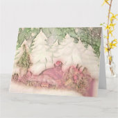 Carte Aquarelle de chat de Noël vintage (Fleur jaune)
