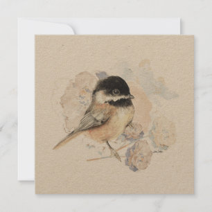Carte Aquarelle de chickadee Songbird