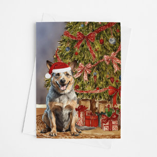 Carte Aquarelle de chien de bétail australien arbre de N