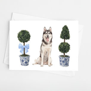 Carte Aquarelle de chien Husky Chiot Topiot