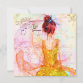 Carte Aquarelle de fille mystique Joyeux anniversaire (Devant)