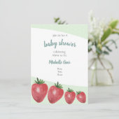 Carte Aquarelle de fraises peinte à la main sur la menth (Debout devant)