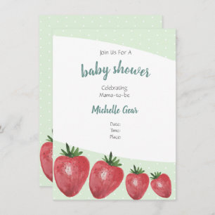 Carte Aquarelle de fraises peinte à la main sur la menth