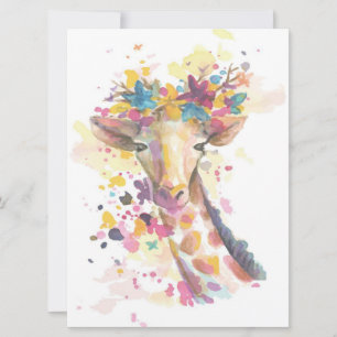 Carte Aquarelle de Giraffe colorée Cadeau parfait